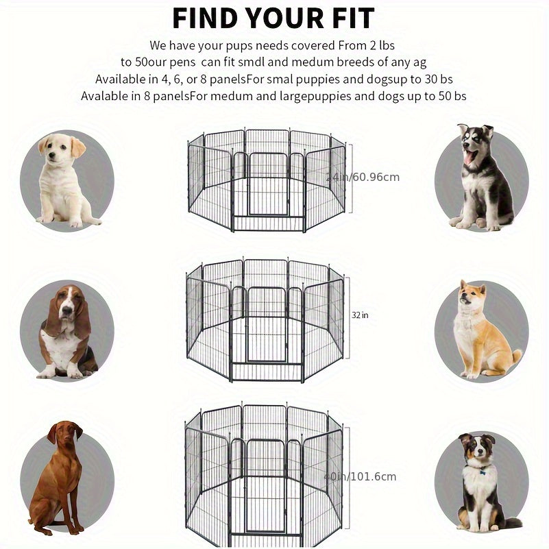Heavy Duty Metal Dog Playpen with 8 & 16 Panels - Portable Outdoor Exercise Fence Pen for Small Medium Large Dogs, RV Camping Backyard