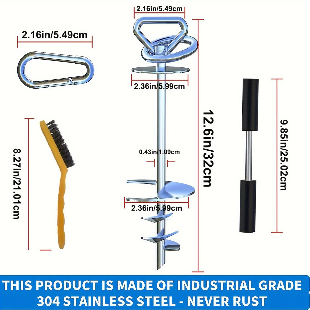304 Stainless Steel Dog Tie-Out Stake with 360° Swivel – Heavy Duty Ground Anchor for Dogs Up to 200 lbs, Anti-Rust Spiral Stake for Camping, Beach & Yard
