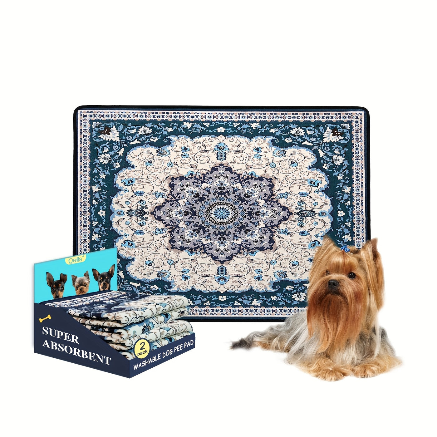 Washable Reusable Dog Pee Pads - Super Absorbent Leakproof Non-Slip Puppy Training Pads for Floor Crate Couch, Multiple Sizes & Patterns, Machine Washable Pet Potty Pads