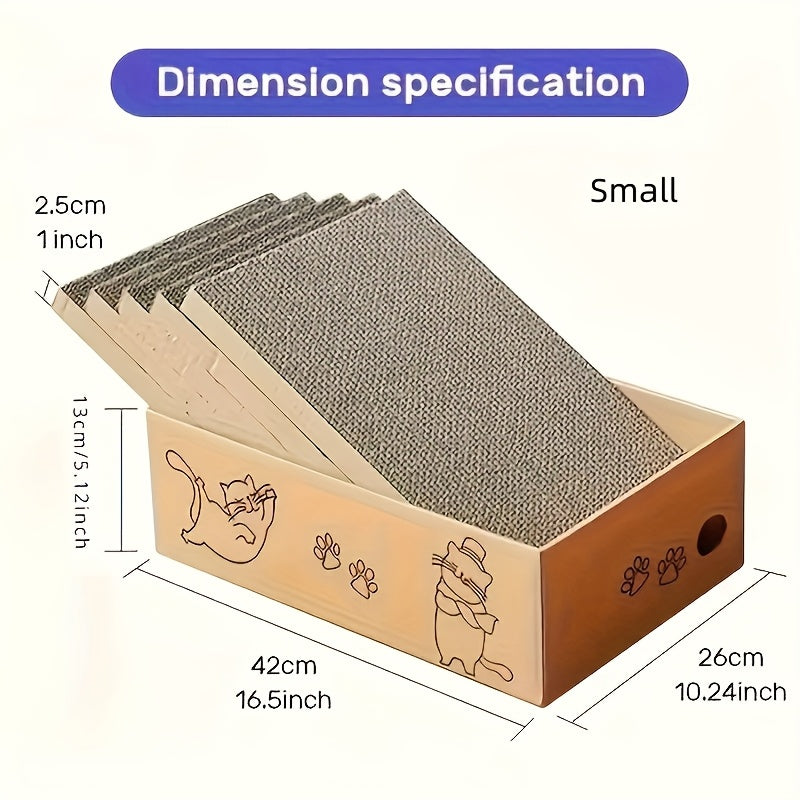 Corrugated Cardboard Cat Scratching Board & Bed Combo 5-Pack - 5-Layer Replaceable Durable Scratch Pad for Indoor Cats & Kittens, Standard & Extra Large