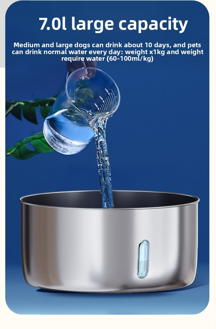 Stainless Steel Pet Water Fountain 236oz/7L - Automatic Cat Dog Water Dispenser, USB Powered, Replacement Filters Included, Water Level Window, for Cats Dogs Multiple Pets