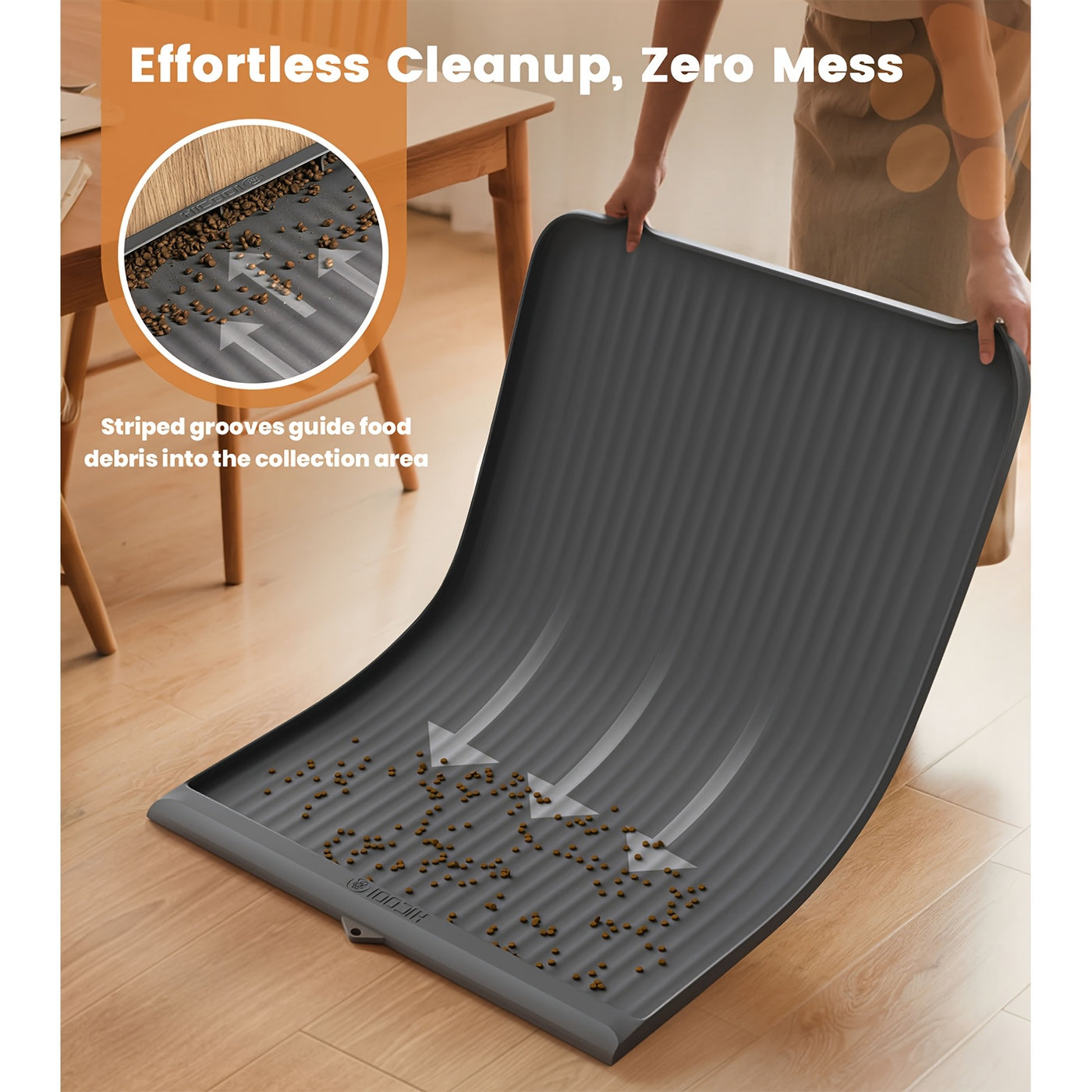 Large Waterproof Pet Feeding Mat 36x24 Non-Slip Dog Bowl Mat with Raised Edges & Diversion Grooves for Dogs & Cats