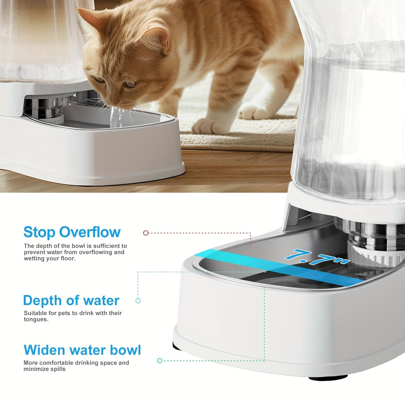 1 Gallon Gravity Pet Water Dispenser – Stainless Steel Bowl with Filter, Non-Slip BPA-Free No Electricity, Easy Clean for Cats & Dogs