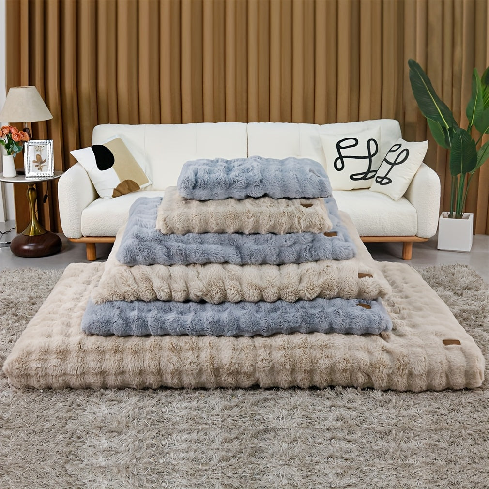 Orthopedic Dog Bed with Removable Cover – Thick Foam Base, Waffle Texture, Crate Mat for Dogs & Cats, Multiple Sizes Medium to 3XL, Grey & Khaki Beige
