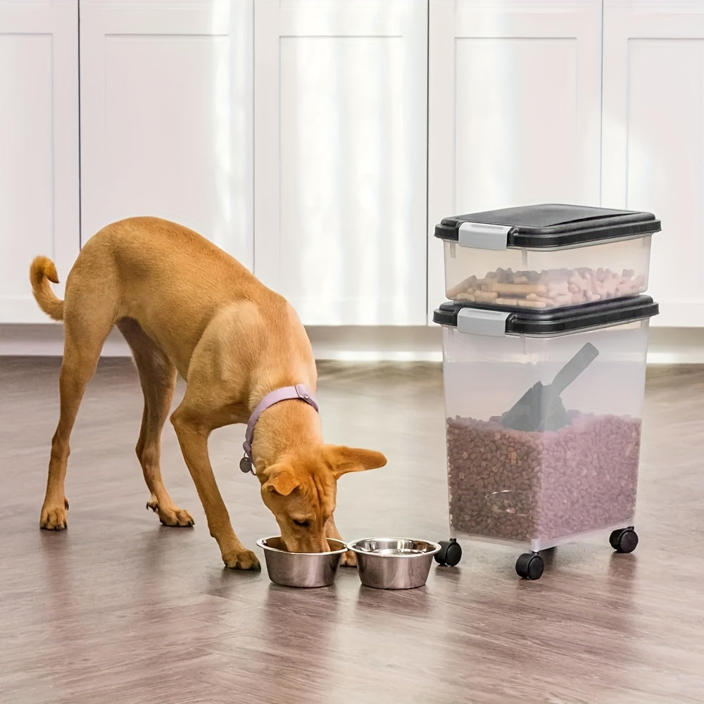 Dog Food Storage Container 30lb + 11lb Stackable Combo – Airtight Insect-Proof with Wheels & Scoop, Clear Body for Cat & Dog Food