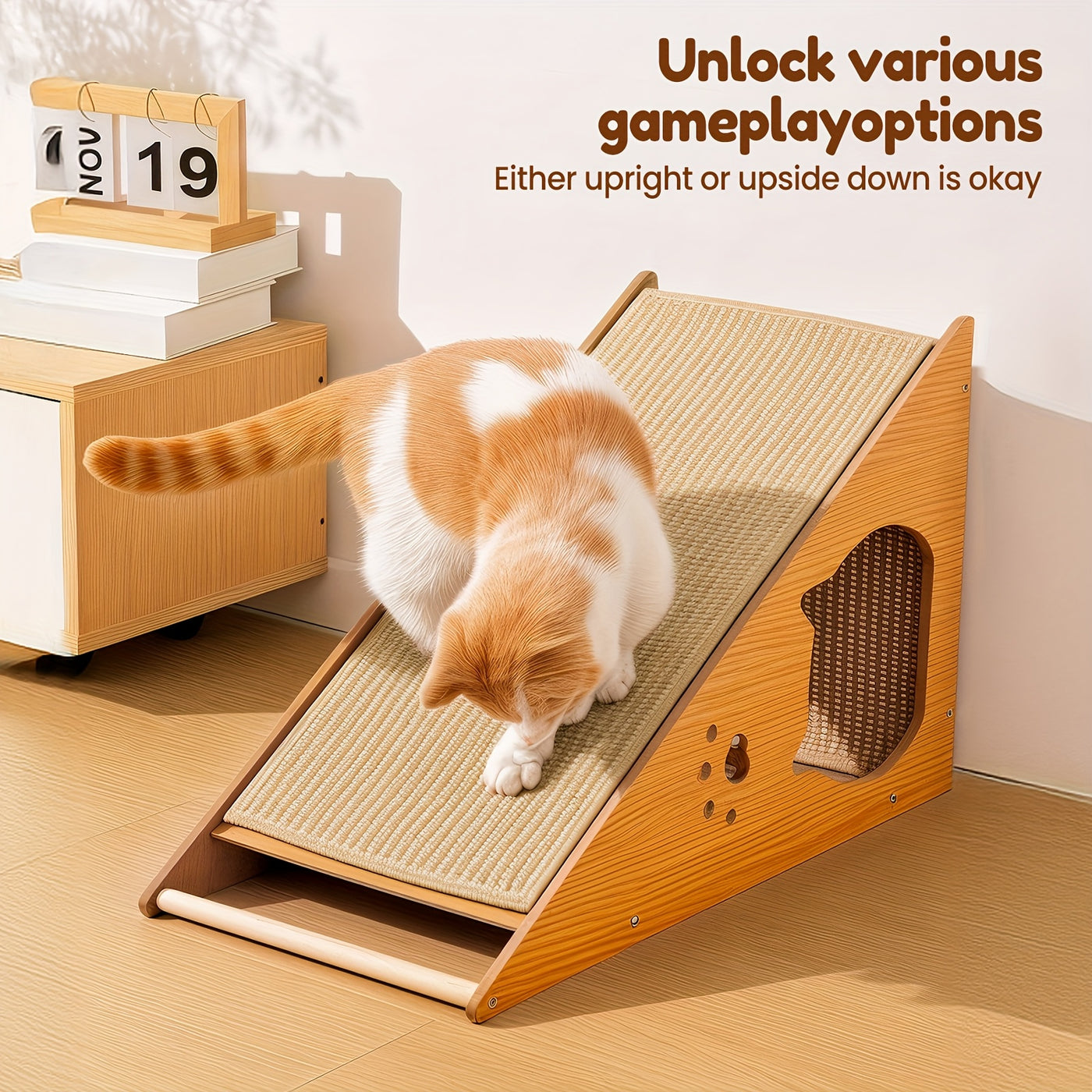 27-Inch Sisal Cat Scratching Board with Paw Pads & 3 Teaser Balls – Wear-Resistant Furniture Protector Scratcher for Indoor Cats