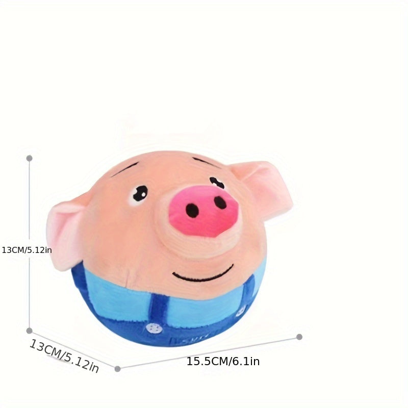 Smart Bouncing Dog Toy Ball with Recording & Music Mode – Rechargeable USB, Washable Animal Character, Squeaky for Small Medium Large Dogs