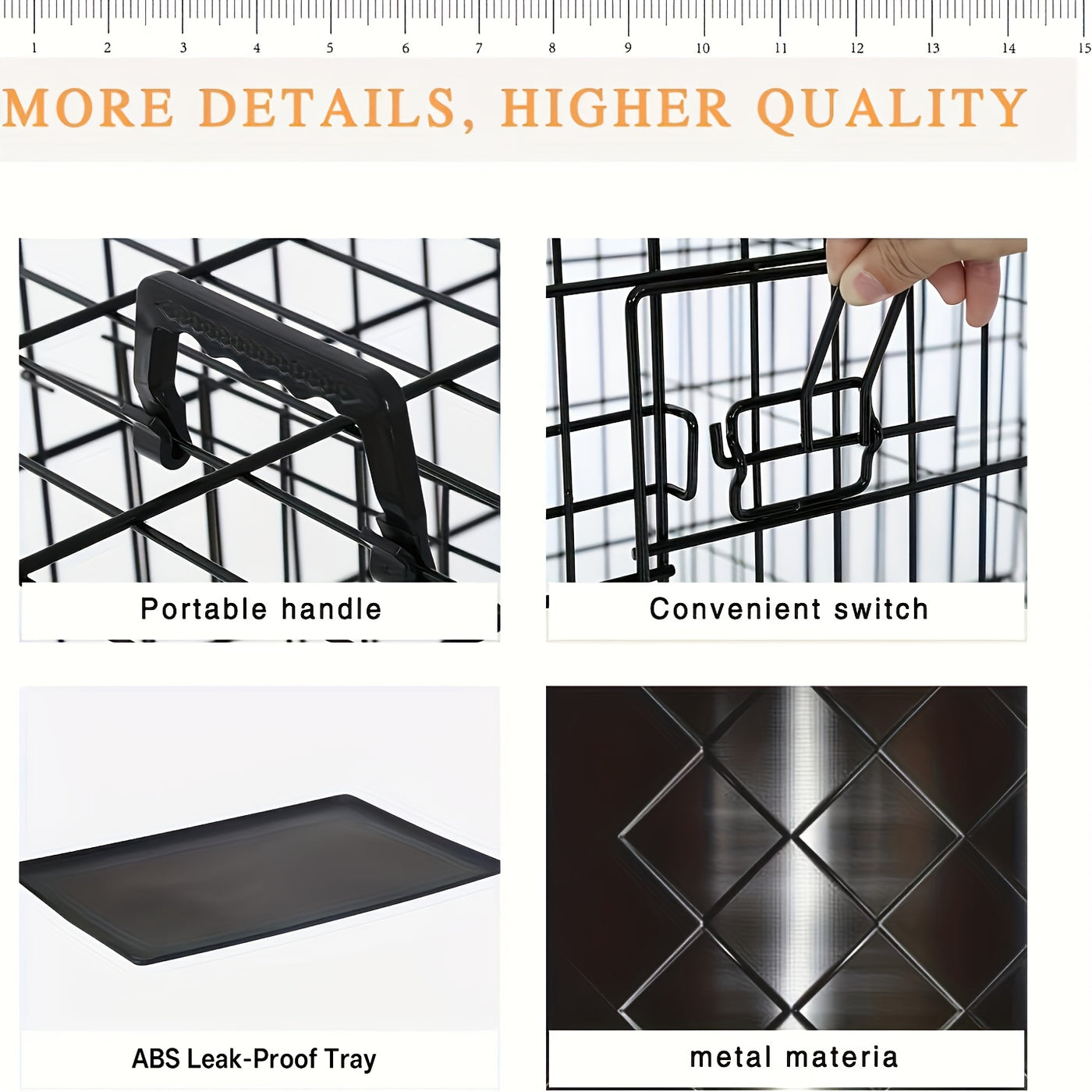 Folding Metal Dog Crate 42 & 48 Inch – Double Door Wire Dog Cage with Divider & Leak-Proof Tray for Puppies, Medium & Large Dogs, Indoor & Outdoor