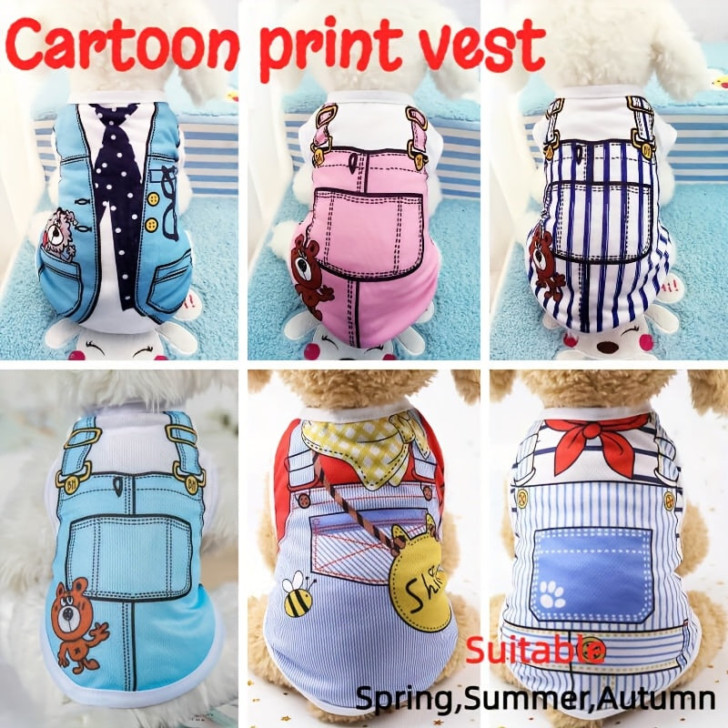 Dog Vest Multipack Spring Summer Fall – Lightweight Windproof Thermal Pet Costume for Teddy Bichon Pomeranian Small Dogs & Cats, Fashion Holiday Gift, 2pc or 6pc Set