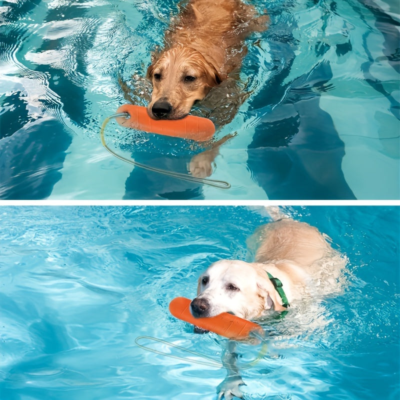 Floating Dog Toy with Rope – Water-Resistant Durable Chew & Fetch Toy for Pool, Beach & Outdoor Summer Fun, All Breeds, Orange Yellow Peach