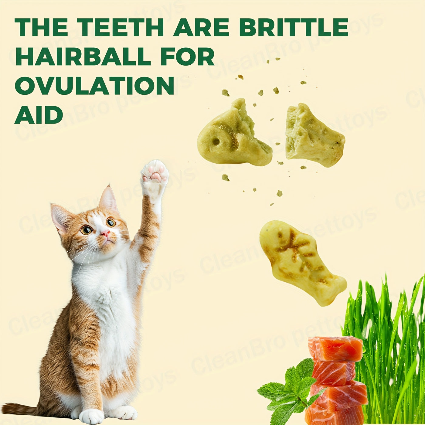 Catnip Cookie Cat Snacks with Cat Grass – Fish-Flavored Dental Molar Sticks for Teeth Cleaning, Hairball Control & Healthy Weight, Natural Treats for Indoor Cats, 150g