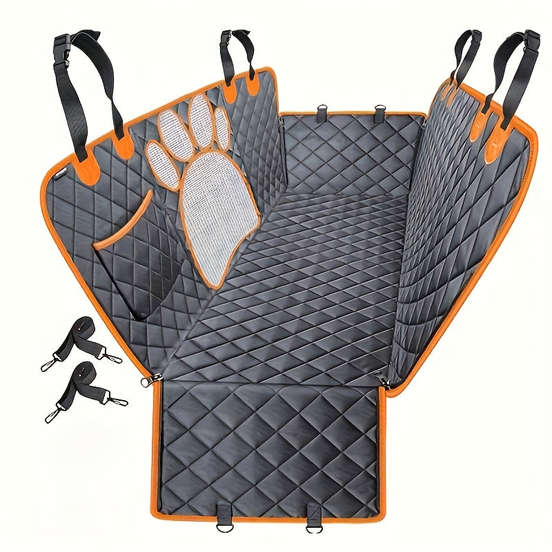 Dog Seat Cover Hammock – Heavy Duty Scratch-Resistant Waterproof Non-Slip Pet Rear Seat Cover for Cars Trucks SUVs, Soft Durable Open Mesh Back Seat Protector for Dogs