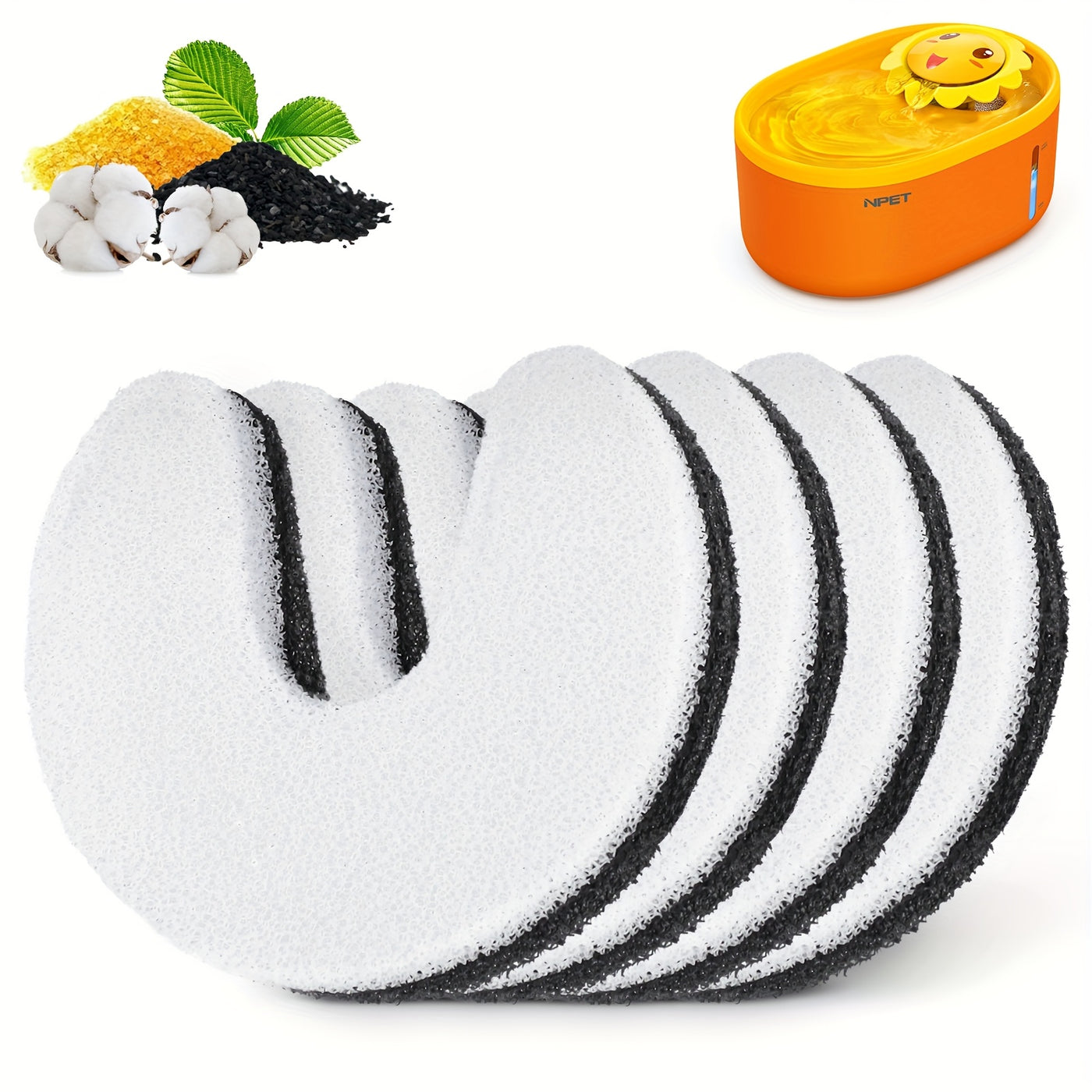 Cat Water Fountain Replacement Filters for NPET NC010 – Odor Removal PVC Filter, Easy Install, 4 / 8 / 12 Pack