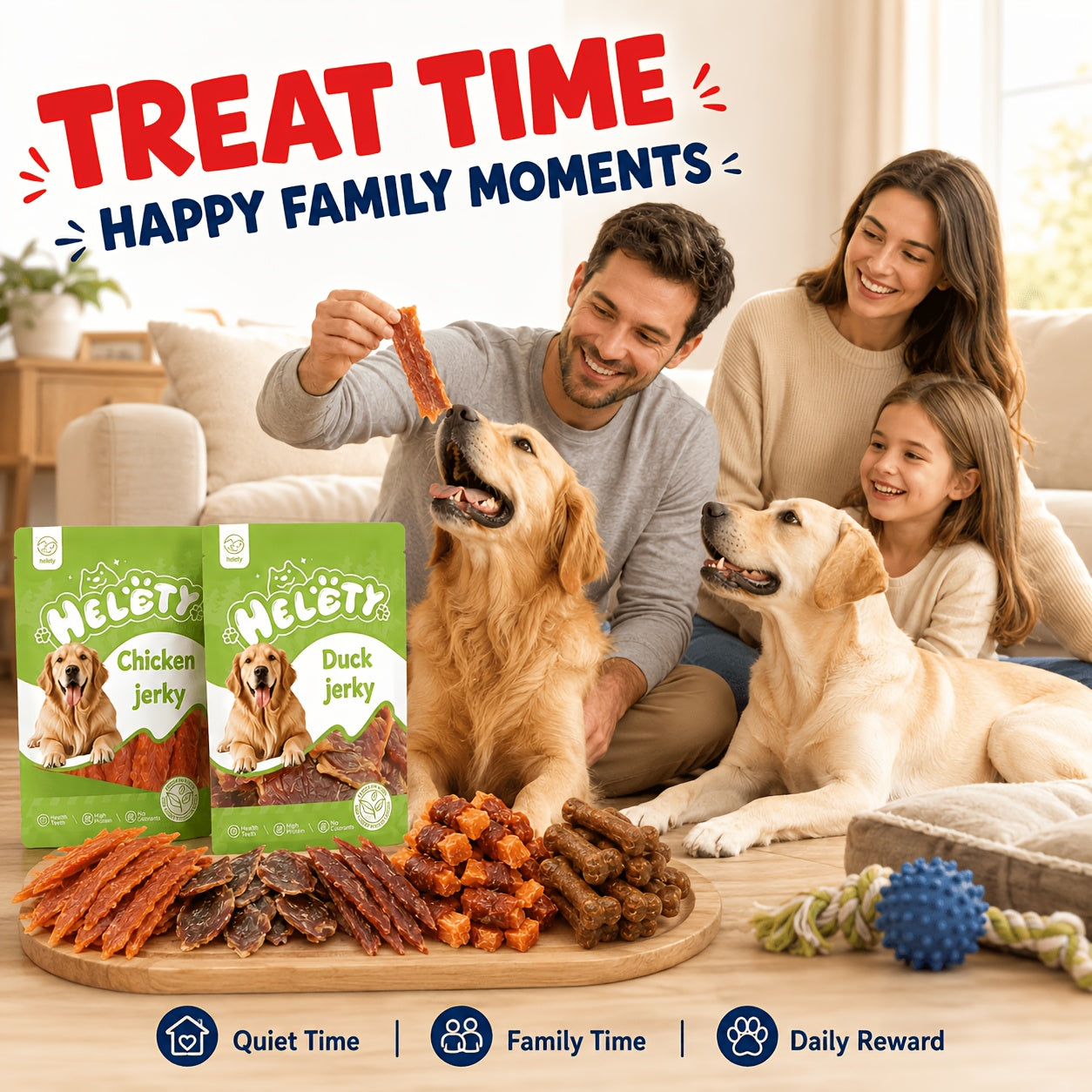 Duck & Chicken Dog Treats Variety – Chicken Egg Yolk Slices, Duck Roll Sweet Potato Chips & Duck Breast Jerky, High-Protein Easy-Digest Training Reward Snacks for Dogs