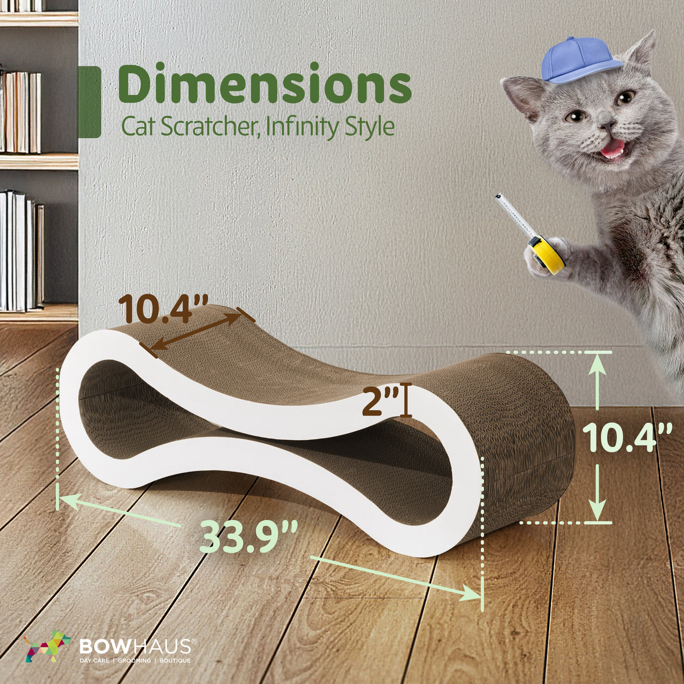 Large Cat Scratcher Lounger Reversible – Infinity Shape 5-Layer Cardboard Scratch Pad & Bed for Indoor Cats, 33.9 Inch, Brown or White