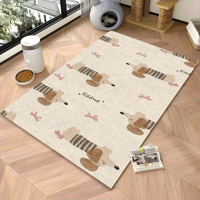 Washable Dog Pee Pads Non-Slip Cute Striped Puppy Design Dog Cat Mat for Kennel Bed and Litter Box – Cozy All-Season Pet Mat in Multiple Sizes