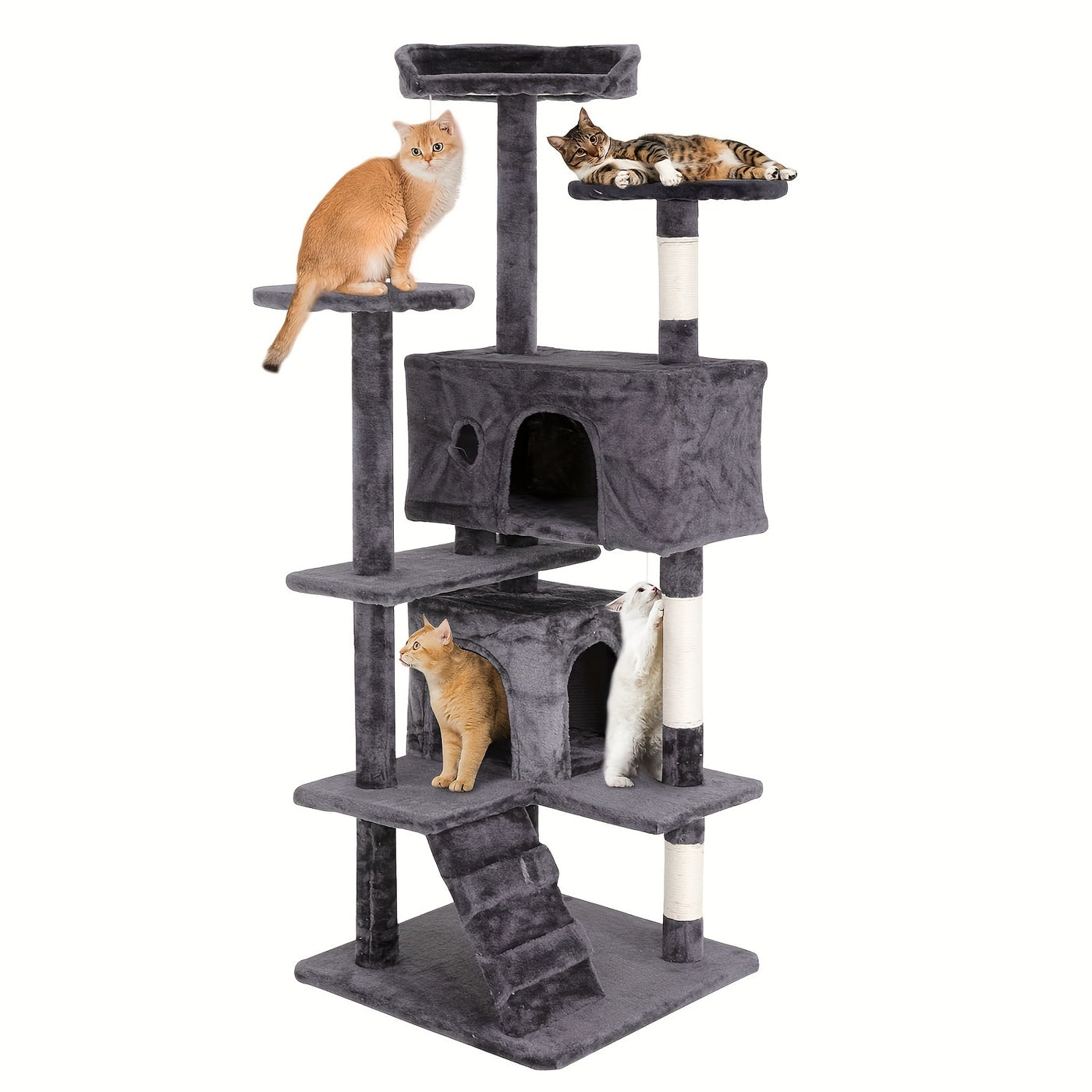 Multi-Level Cat Tree Tower with Scratching Post & Cat House - Indoor Cat Activity Center 22/54/60/70 Inch, Cat Climbing Tower for Kittens & Adult Cats, Easy Assembly