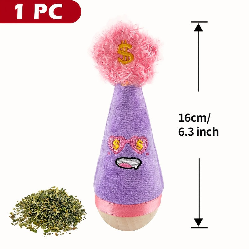 Catnip Wobble Feather Cat Toy with Mint Powder - Interactive Hunting Chase Toy for Kittens & Adult Cats Self-Play Indoor Exercise