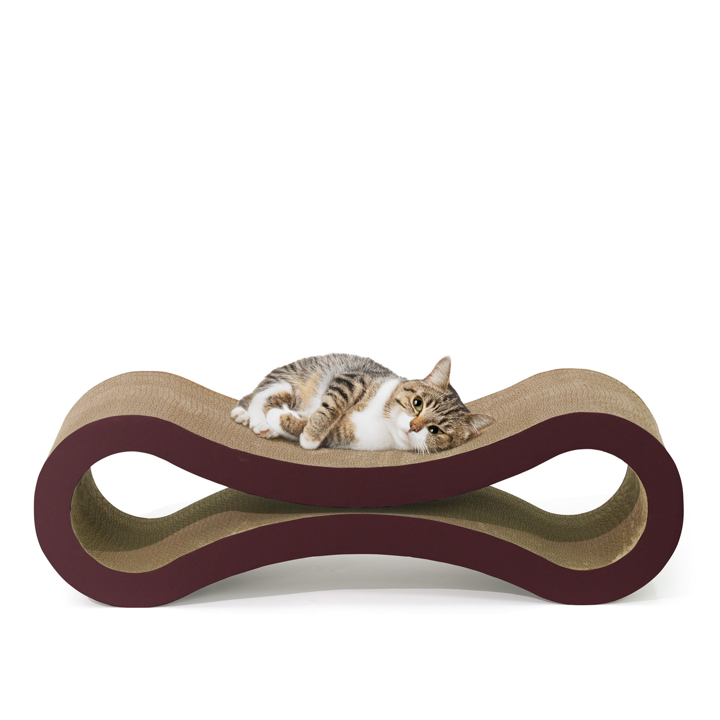 Large Cat Scratcher Lounger Reversible – Infinity Shape 5-Layer Cardboard Scratch Pad & Bed for Indoor Cats, 33.9 Inch, Brown or White