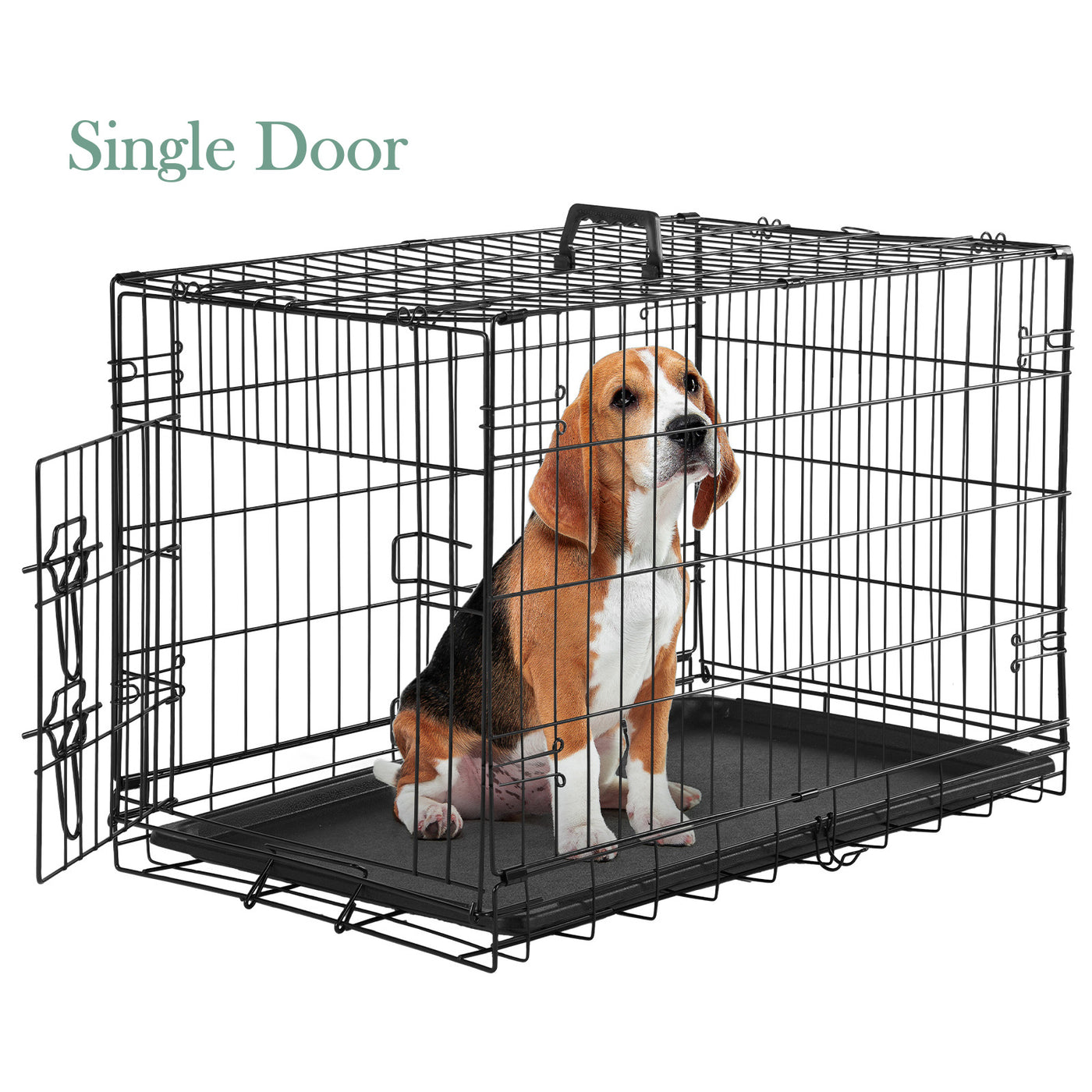 Folding Wire Dog Crate with Divider Double Door Leak-Proof Tray Indoor Outdoor Travel Kennel for Small Medium Large Dogs 24 30 Inch