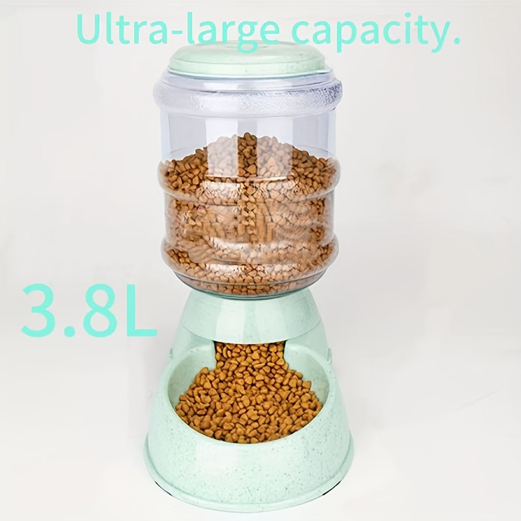 Gravity Pet Feeder & Water Dispenser 1 Gallon – No Battery Automatic Dog Cat Food Bowl Station, Durable BPA-Free PP, Small Medium Pets