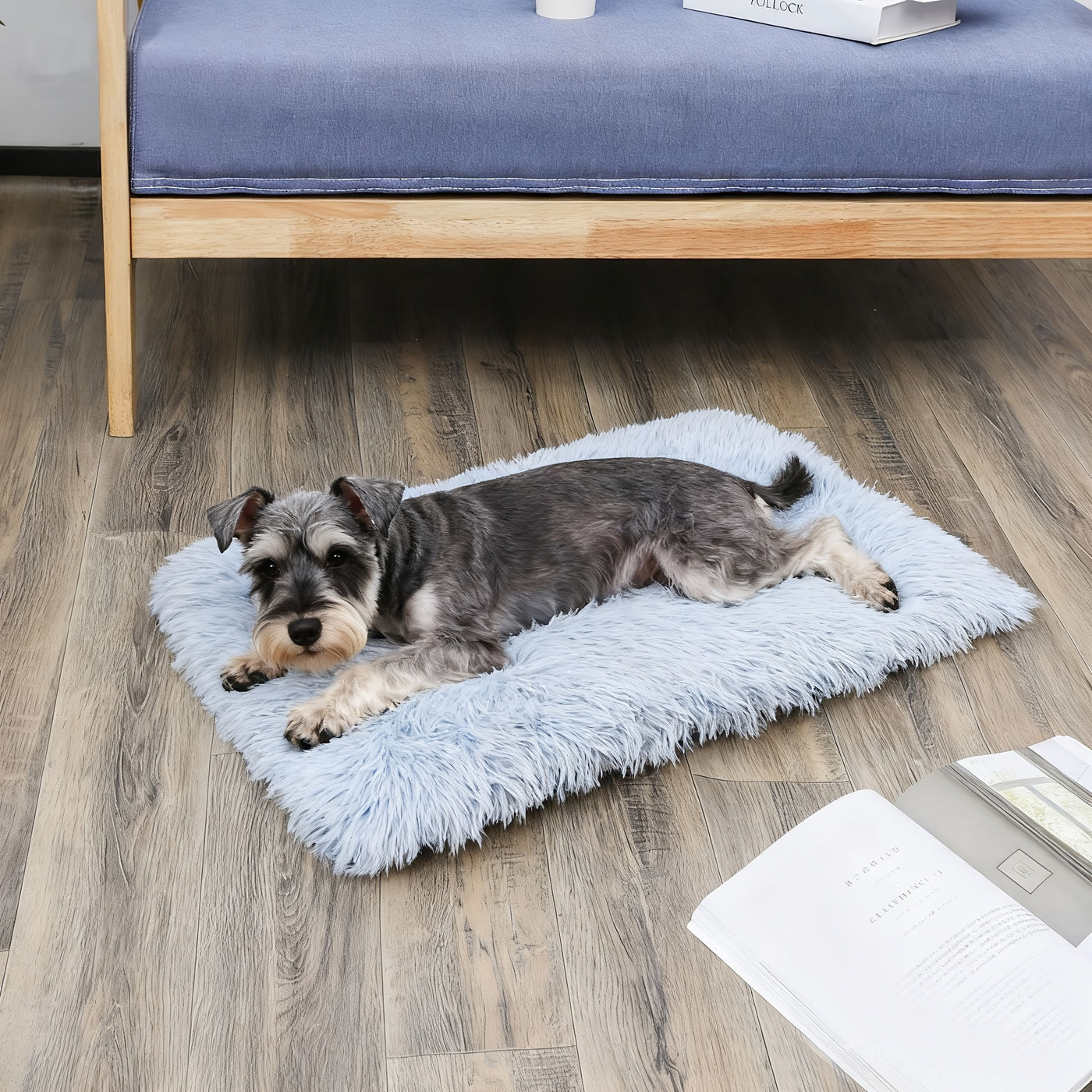 Fleece Lined Dog Bed & Cat Mat S-XXL - Thickened Warm Plush Pet Bed Washable Square Design, Cozy Non-Slip Sleeping Mat for All Breeds, Soft Puppy Bed for Crate Couch Floor Indoor Use