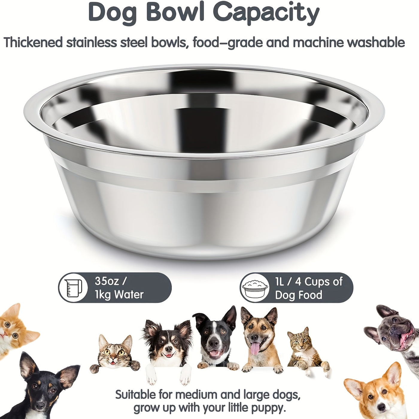 Elevated Dog Bowl Stand Foldable 5-Height Adjustable with 2 Stainless Steel Bowls - Raised Feeder for Small Medium Large Dogs & Cats Non-Slip