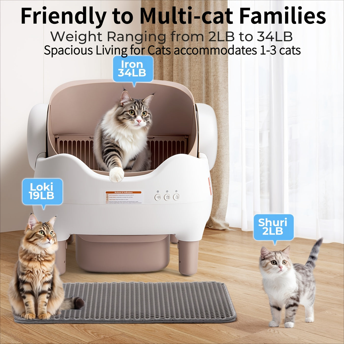 Self-Cleaning Cat Litter Box App Control Open Top Smart Auto Litter Box with Infrared Sensors Dual Deodorization Ultra-Quiet Kitten Safe 10L Waste Bin