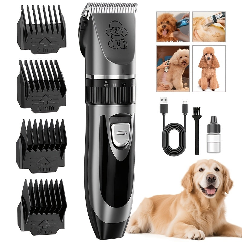 Professional Dog Grooming Kit – USB Rechargeable Electric Clippers with Ceramic Blades, Brush & Comb Set for Dogs & Cats, Multiple Colors & Beauty Sets