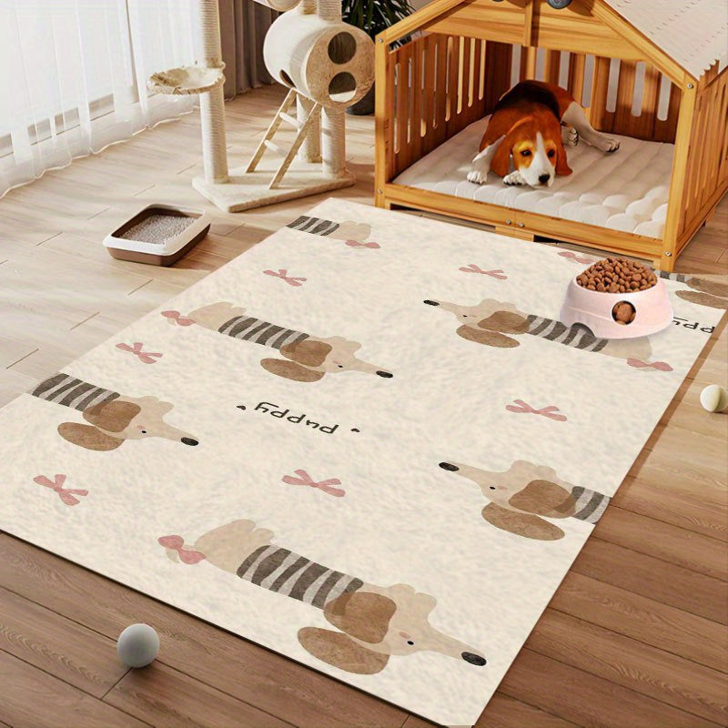 Washable Dog Pee Pads Non-Slip Cute Striped Puppy Design Dog Cat Mat for Kennel Bed and Litter Box – Cozy All-Season Pet Mat in Multiple Sizes
