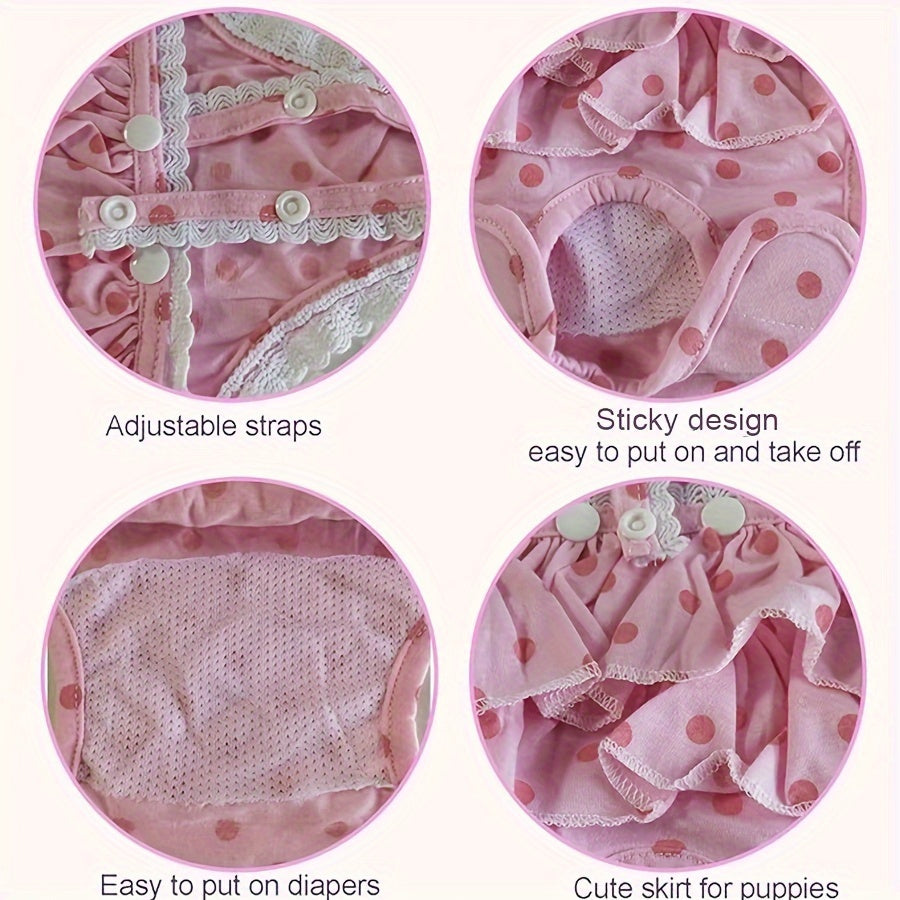 Female Dog Diapers 2-Pack Washable Reusable with Suspender Sanitary Panties for Girl Dogs in Heat Period