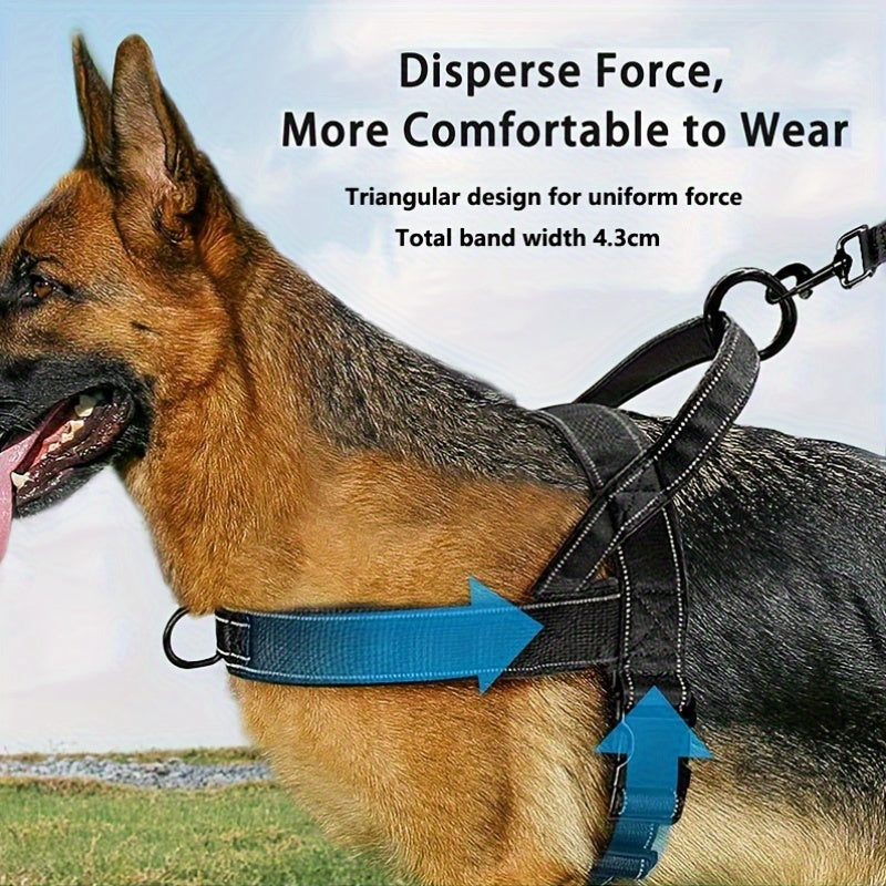 Tactical No-Pull Dog Harness with Easy-Grip Handle & Reflective Strips for Medium & Large Dogs – Adjustable Chest Vest for Outdoor Training & Walking, Sizes S-XL