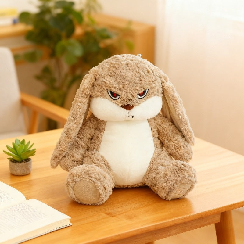 Plush Bunny Rabbit Stuffed Animal Pet Toy – Soft Huggable Devil Long-Ear Rabbit with Vivid Eyes for Cats & Dogs, Cute Cuddly Toy for Kittens & Puppies