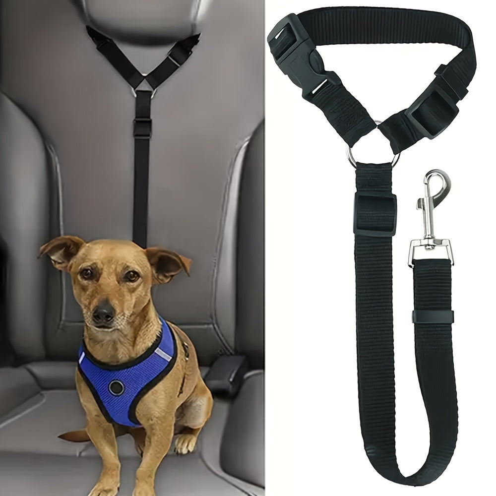 Dog Seat Belt for Car – Adjustable Pet Car Safety Tether Leash with Buckle Attachment for Secure Vehicle Travel, Compatible with Most Cars for Small Medium Large Dogs
