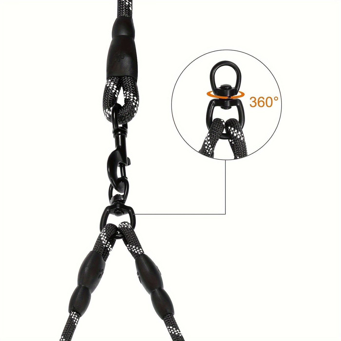 Dual Dog Leash 360° Tangle-Free with Shock Absorber & Reflective Nylon – 78-Inch Double Dog Walking Leash for Two Dogs, Ergonomic Foam Handle, 7 Colors, Small Medium Large Dogs