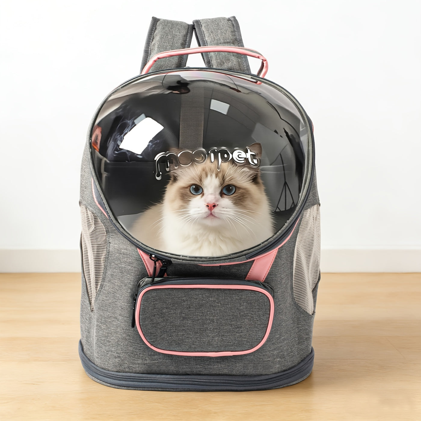 Space Capsule Pet Carrier Backpack – Transparent Breathable Travel Backpack for Cats & Small Dogs, Large Opening Zippered Design, Portable All-Season Pet Outing Bag