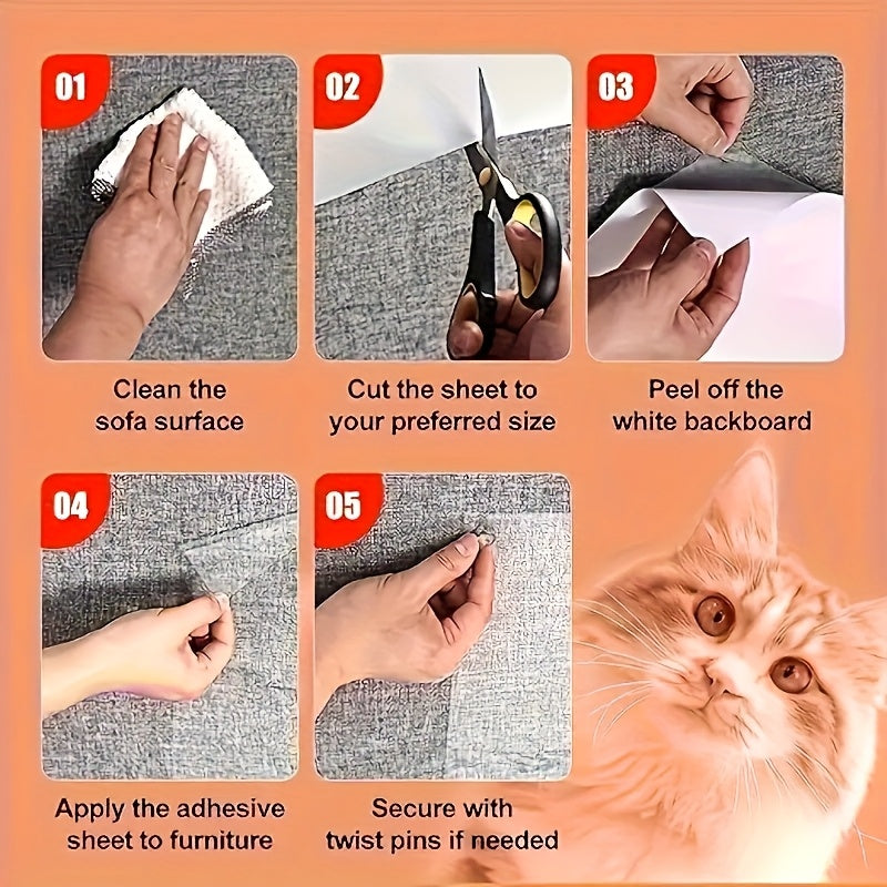 Cat Scratch Deterrent Tape 10 Pack – Clear Double-Sided Sticky Paws Furniture Protector, Stop Cats from Scratching Couch, Sofa, Door & Carpet, Anti-Scratch Training Tape