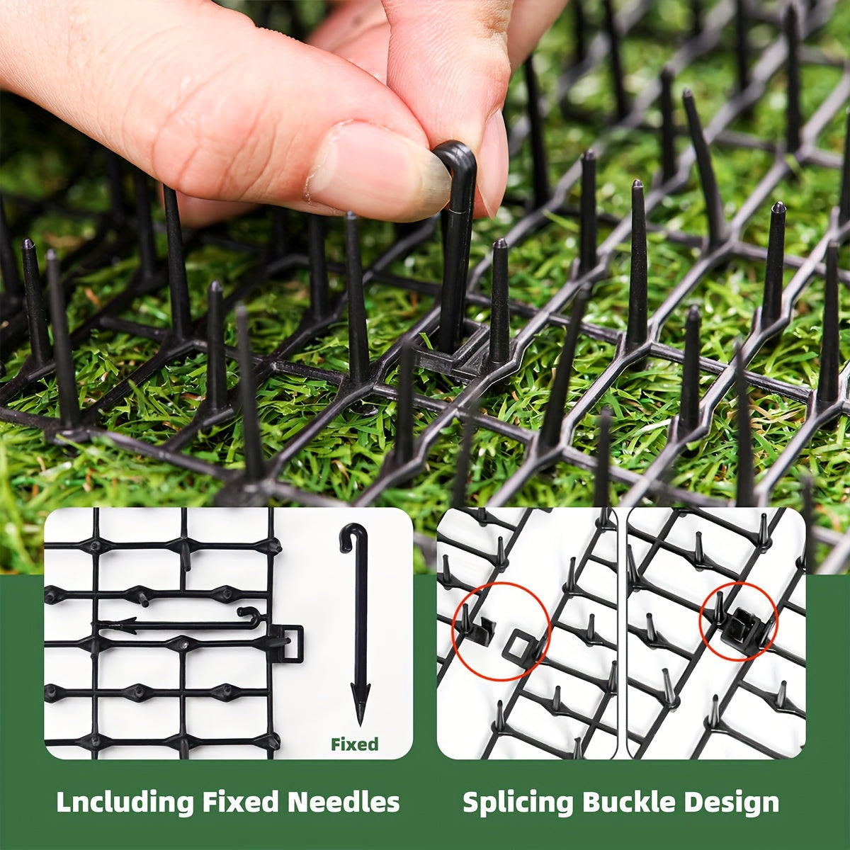 Cat Deterrent Spike Mat 13ft Indoor & Outdoor Anti-Digging Cat Repellent Strips - 2-Pack Scat Mat with Spikes to Keep Cats Off Furniture, Garden, Counters & Soil