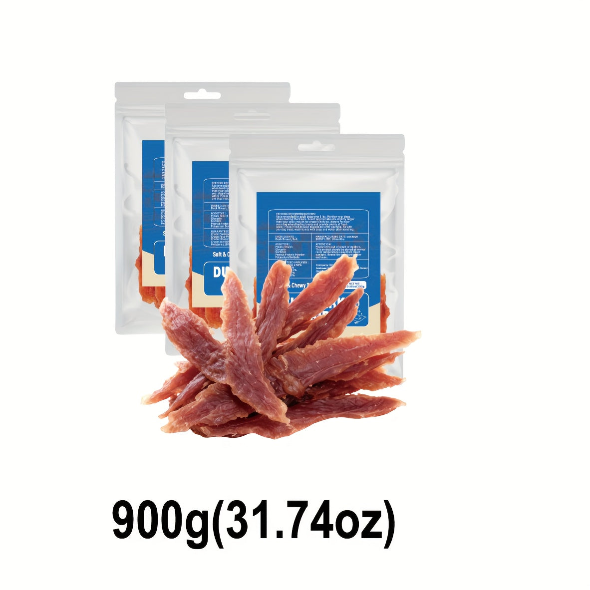 Duck Strips Dog Treats Dehydrated Real Meat Jerky - Natural Duck Sticks for Small & Large Dogs, Healthy High-Protein Training Treats, 600g / 900g