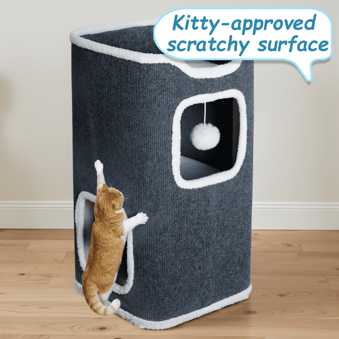 Multi-Level Foldable Cat Tree Tower for Indoor Cats – Cat Condo with Hanging Toy Balls, Cozy Top Bed & Scratch-Resistant Felt, 1/3/4 Tier