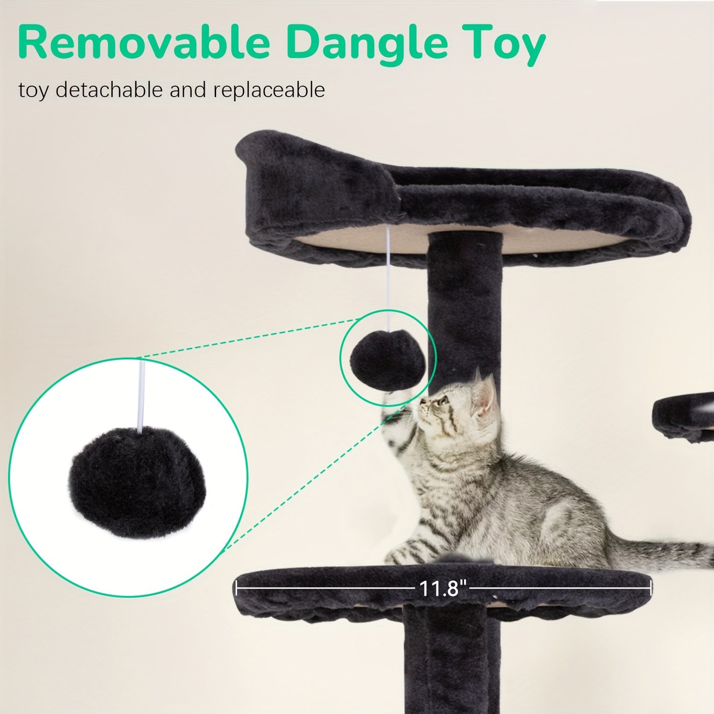 Multi-Level Cat Tree Tower with Scratching Post & Cat House - Indoor Cat Activity Center 22/54/60/70 Inch, Cat Climbing Tower for Kittens & Adult Cats, Easy Assembly