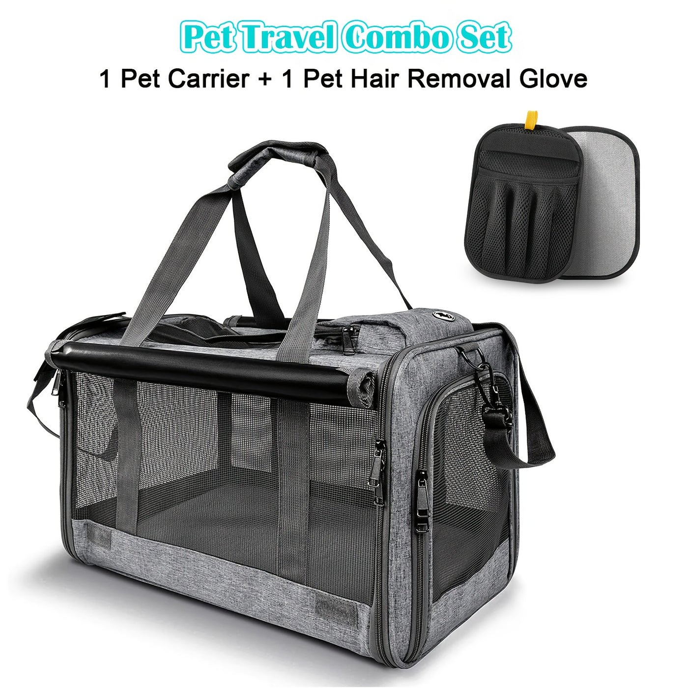 Airline Approved Soft-Sided Pet Carrier for Large Medium Cats & Small Dogs – Breathable Collapsible Travel Bag, Multiple Colors, Optional Combo with Bowls & Pet Glove