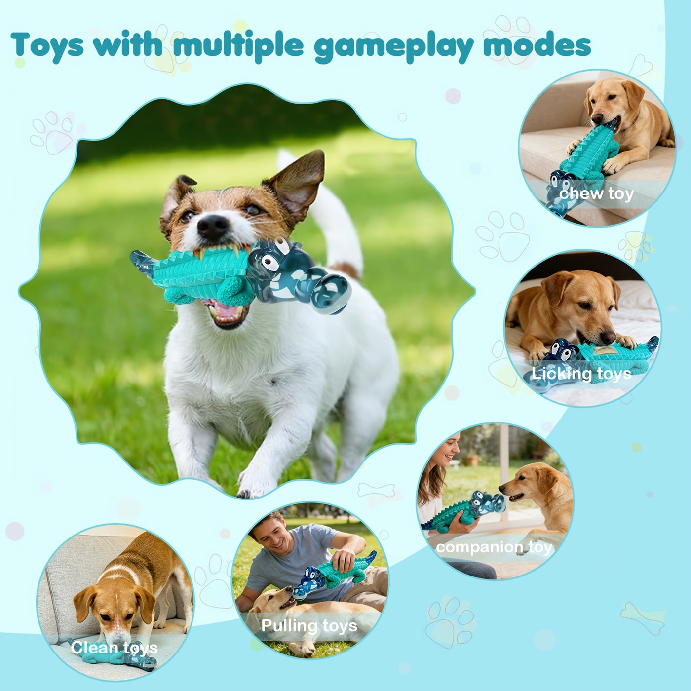 Indestructible Dog Chew Toy for Aggressive Chewers – Crocodile Shape Milk Flavor, Dental Cleaning, Large Medium Dogs 20-100 lbs, Durable Tough Chew