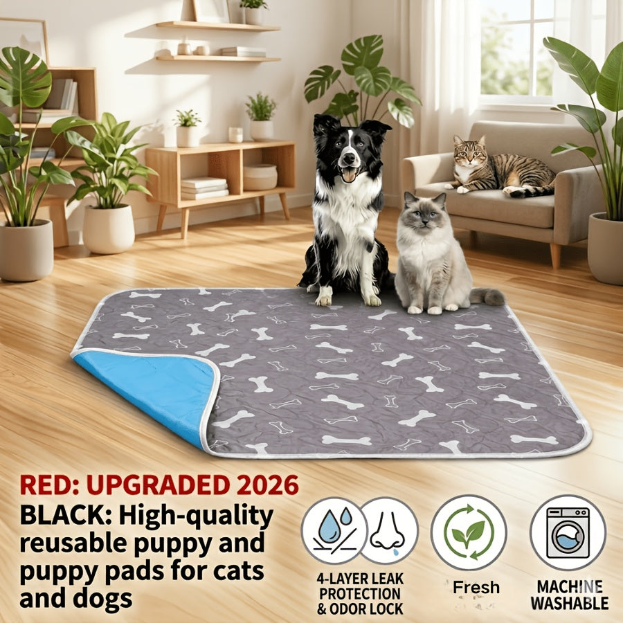 Washable Dog Pee Pads 4-Layer Super Absorbent Leak-Proof Odor Control Reusable Puppy Training Pads Non-Slip Multi-Size