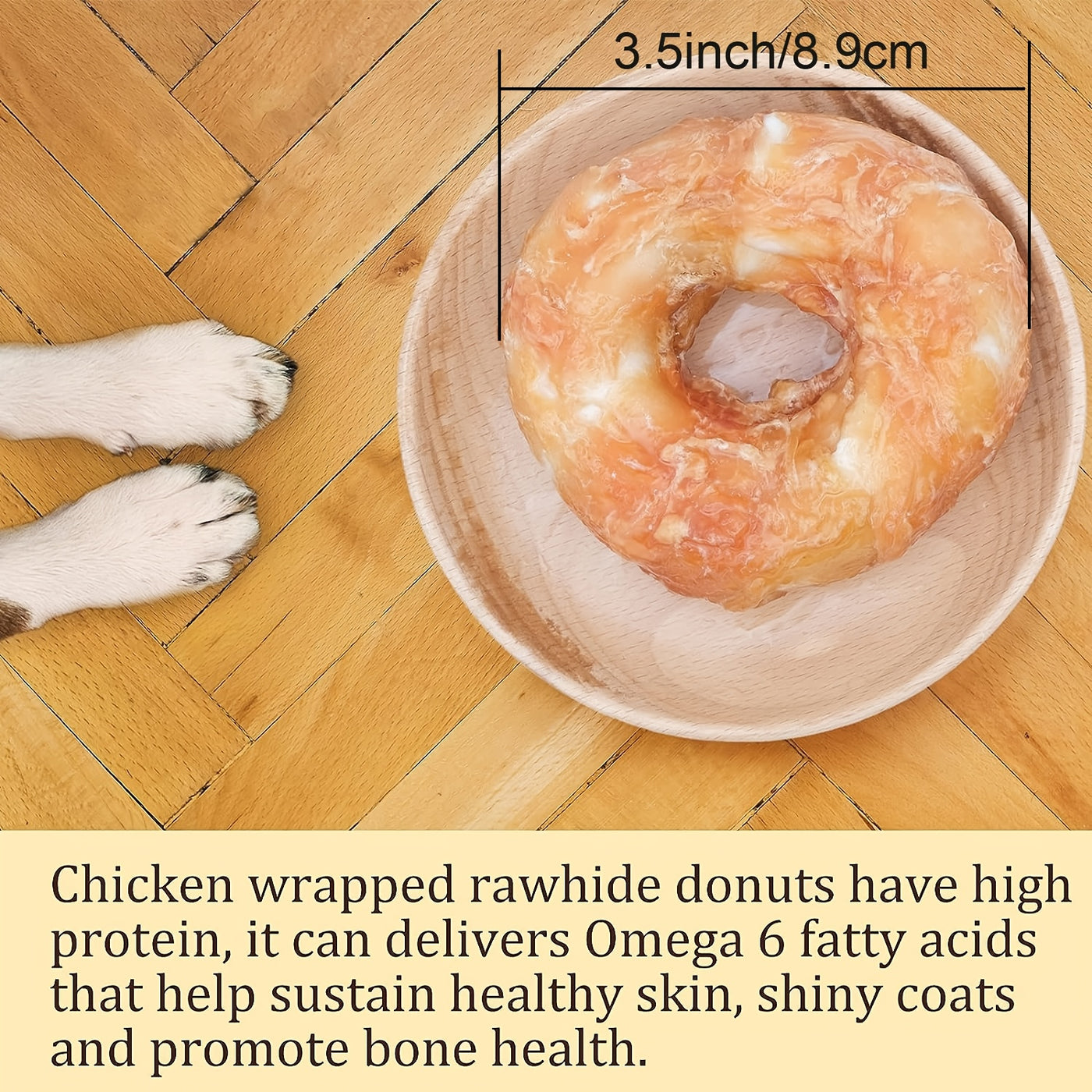 Chicken Wrapped Cowhide Dog Chews – Natural Grain-Free Teething Donut Treats for Dogs, Real Chicken & Rawhide Dental Chew for Healthy Teeth, Training Reward Snacks, 1pc / 3pc / 4pc Pack