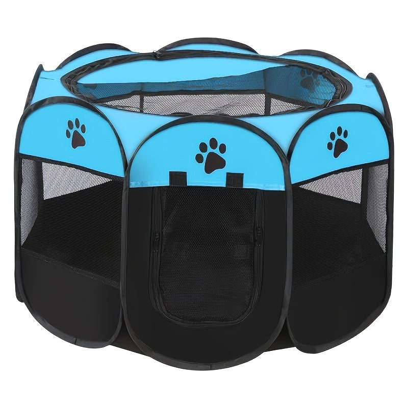 Foldable Octagonal Pet Enclosure Tent for Cats & Dogs - Scratch-Resistant Oxford Fabric, Open Top, Portable Indoor Outdoor Playpen for Kittens Puppies