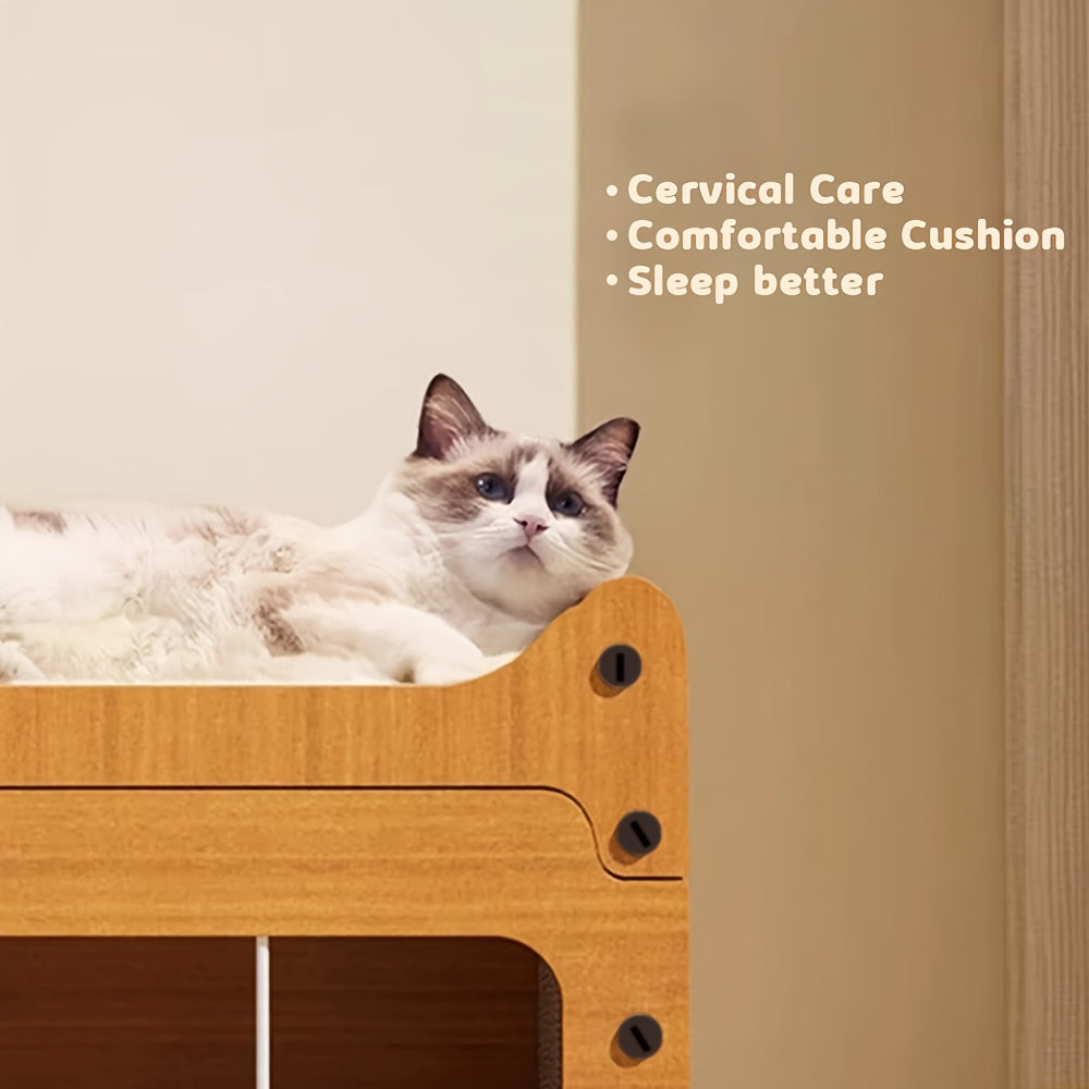 Cat Tree House Condo with Scratching Board & Plush Balls - Multi-Level 21" Indoor Outdoor Cat Condo, Dual Scratch Posts, Ventilation Doors, Cozy Perch for Cats Kittens