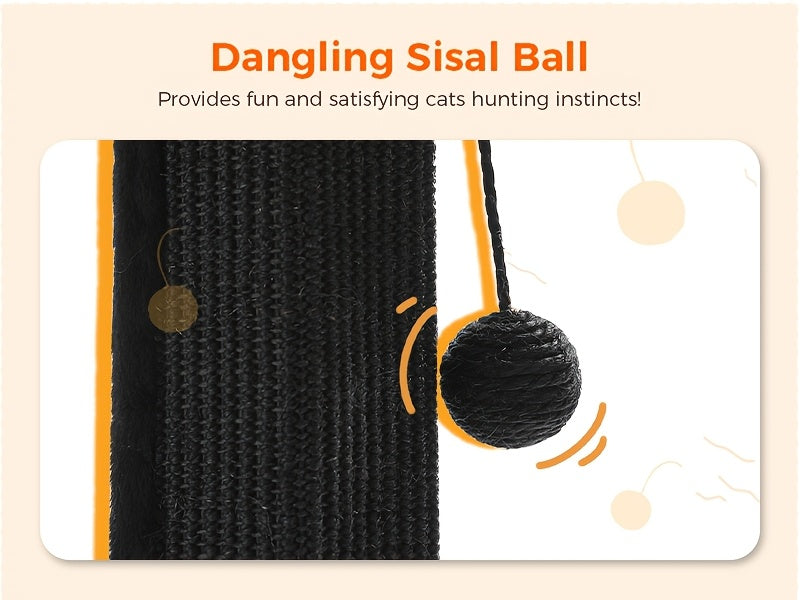 Multi-Tier Sisal Cat Scratching Post Tower with Dangling Ball - 18.9" & 32" Indoor Cat Tree for Energetic Cats, Sturdy Tiered Design, 6 Colors