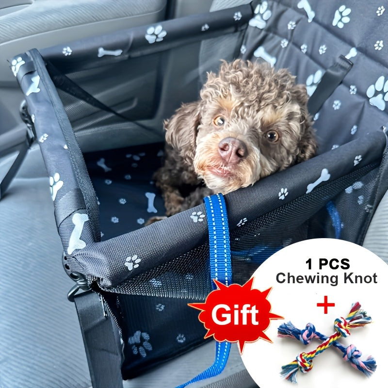 Dog Car Booster Seat & Travel Carrier – Oxford Breathable Foldable Washable Pet Car Seat with Safety Leash, Adjustable Straps & Elevated View for Small Dogs and Cats