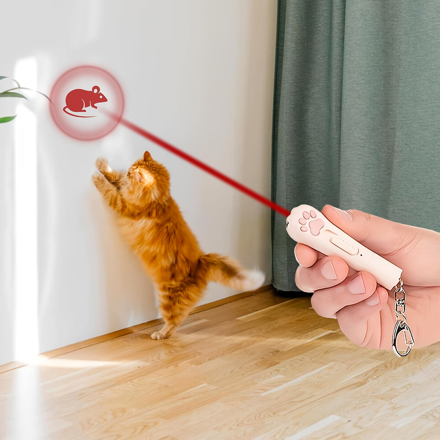 Interactive Cat Toy USB Rechargeable – 7-in-1 Teaser Wand with 7 Play Modes, Bonus Mouse Toy, Exercise & Enrichment for Indoor Cats and Dogs, Pink & Blue